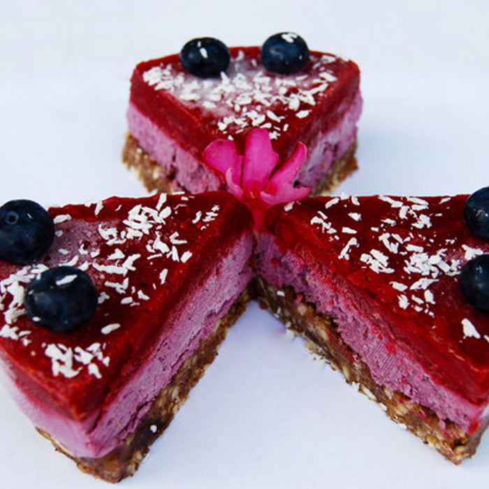 Roher Himbeerkuchen